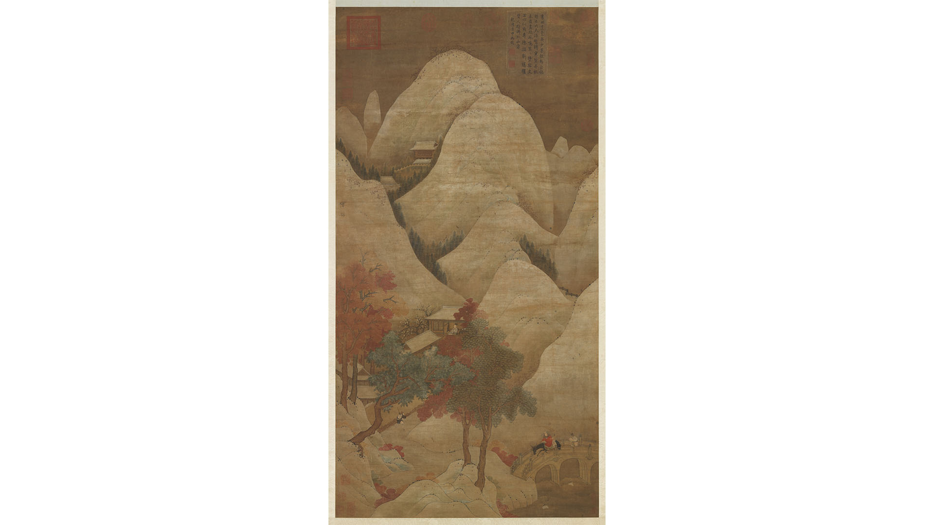 六朝梁 张僧繇雪山红树图